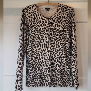 Ann Taylor Animal Print Silk/Cotton/Cashmere Cardigan